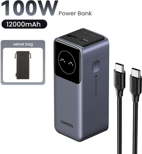 Ugreen PB724 Power Bank 12000mAh 100W with USB-A Port and USB-C Port Power Delivery / Quick Charge 3.0 Gray view 8