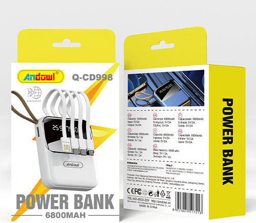Andowl Power Bank 6800mAh with USB-A Port White view 2