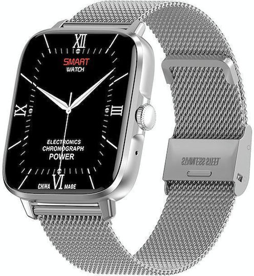 DT102 38mm Smartwatch with Heart Rate Monitor (Silver Steel)