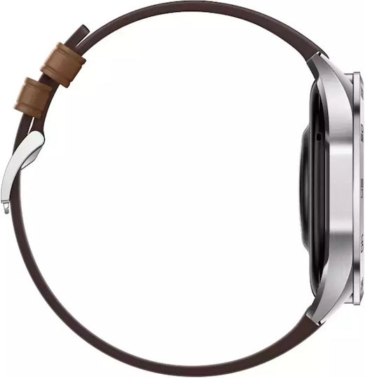 Huawei Watch GT 4 Stainless Steel 46mm Waterproof with Heart Rate Monitor (Brown Leather Strap) view 4