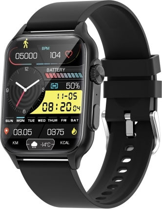 Kt64 1.96 Inch Ips Screen Smart Watch Supports Bluetooth Calls Blood Oxygen Monitoring Black