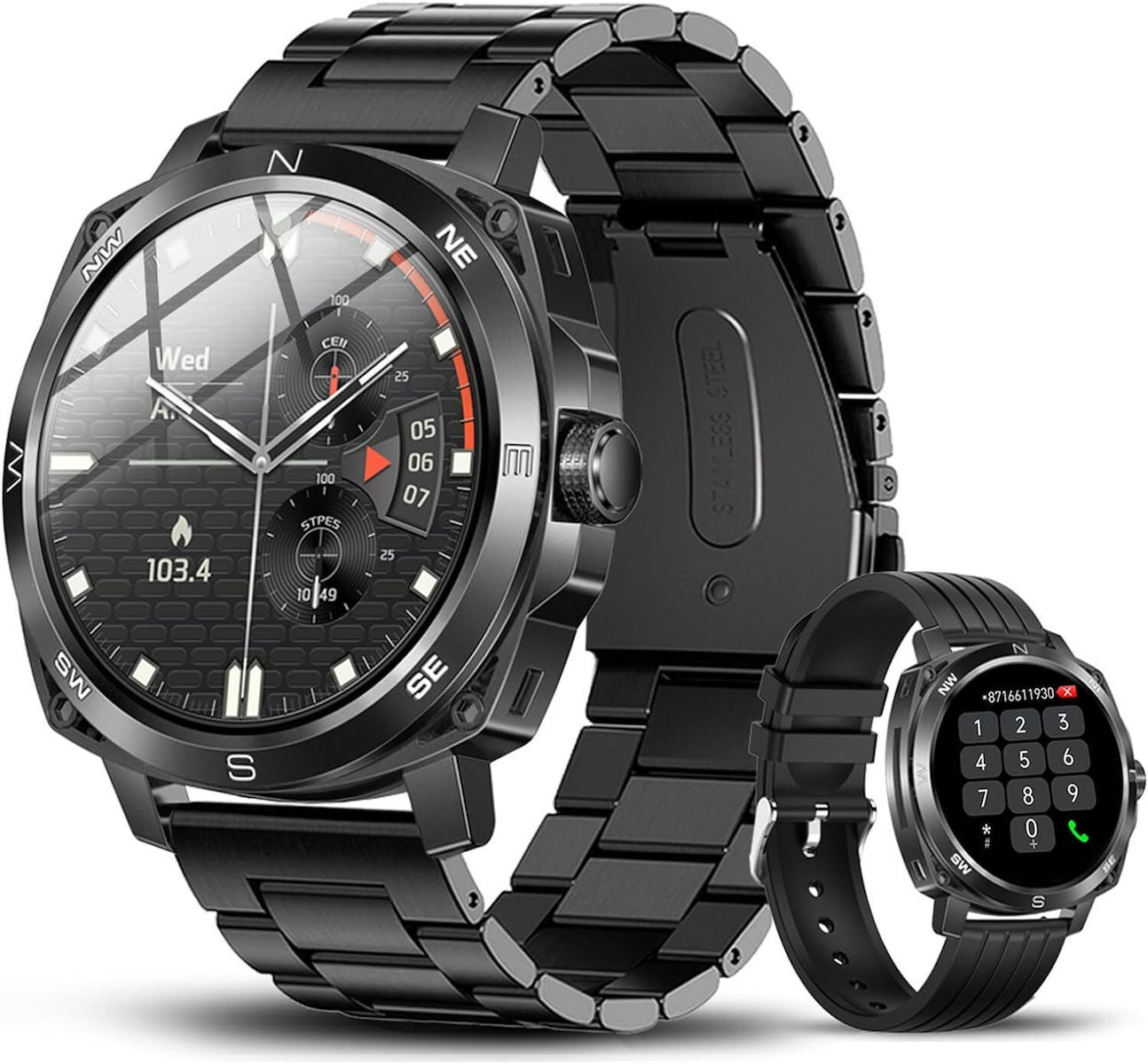Aluminium Smartwatch with Heart Rate Monitor (Black) view 5