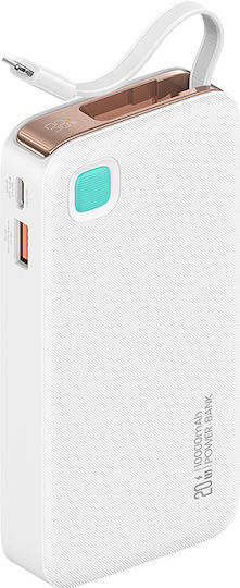 Usams CD225 Power Bank 10000mAh 20W with USB-A Port and USB-C Port Power Delivery White