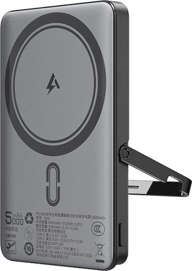 Acefast M16-5000 MagSafe Power Bank 5000mAh with USB-C Port Power Delivery Black view 1