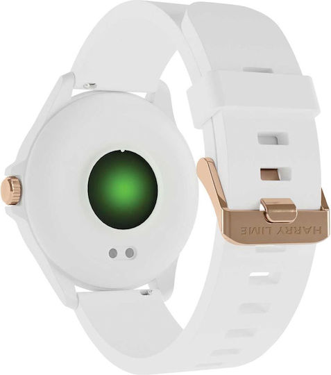 Harry Lime Aluminium 44mm Smartwatch with Heart Rate Monitor (Rose Gold / White Silicone) vue 3