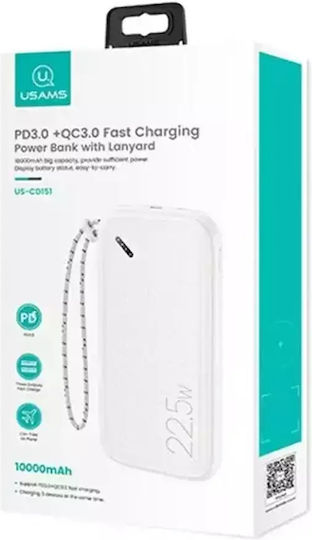 Usams CD151 Power Bank 10000mAh 22.5W with 3 USB-A Ports Quick Charge 3.0 White vista 3