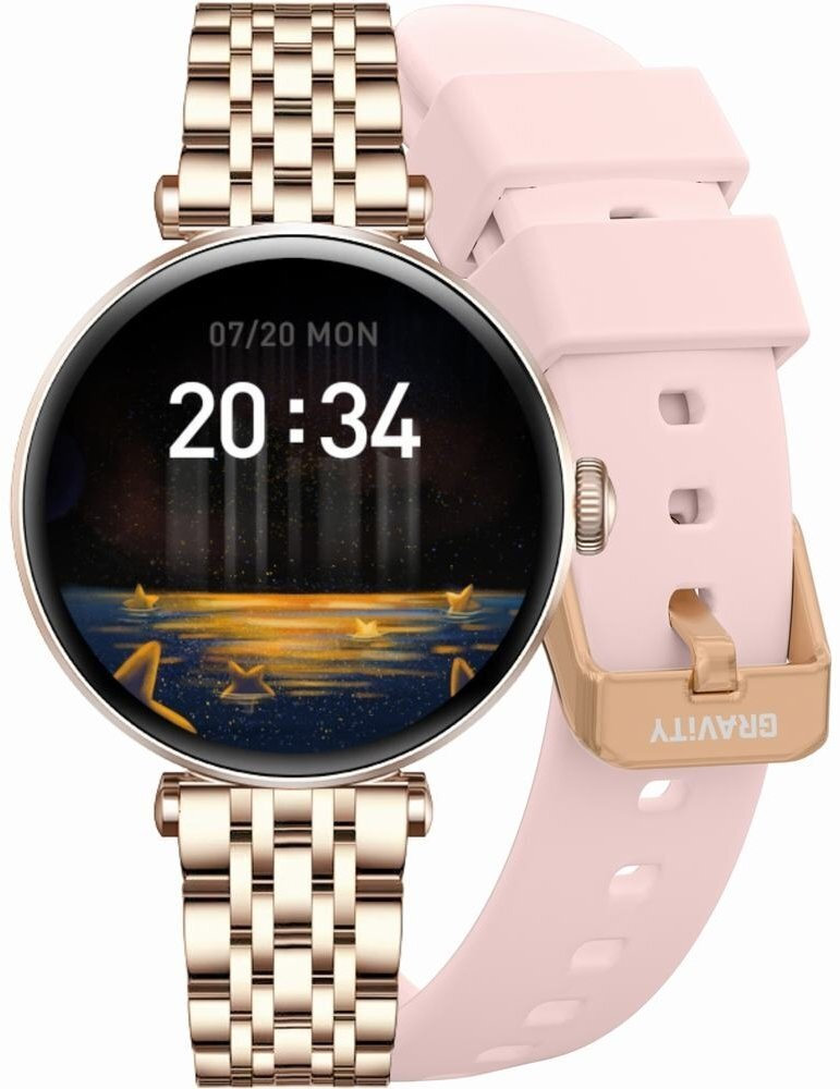 Smartwatch Gravity Rose Gold-silver Pink 2 Straps Gt26-4