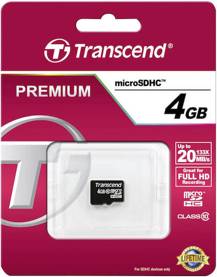 Transcend microSDHC microSDHC 4GB Class 10 Default Speed 10MB/s with Adapter 视图 2