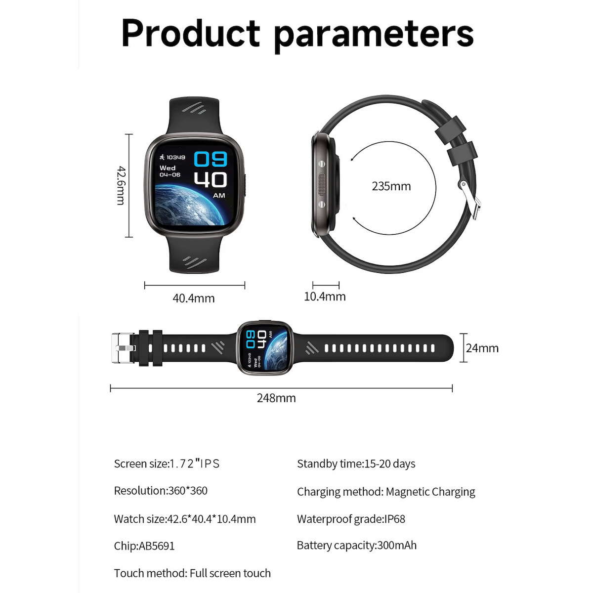 36mm Waterproof Smartwatch with Heart Rate Monitor Gold vue 9