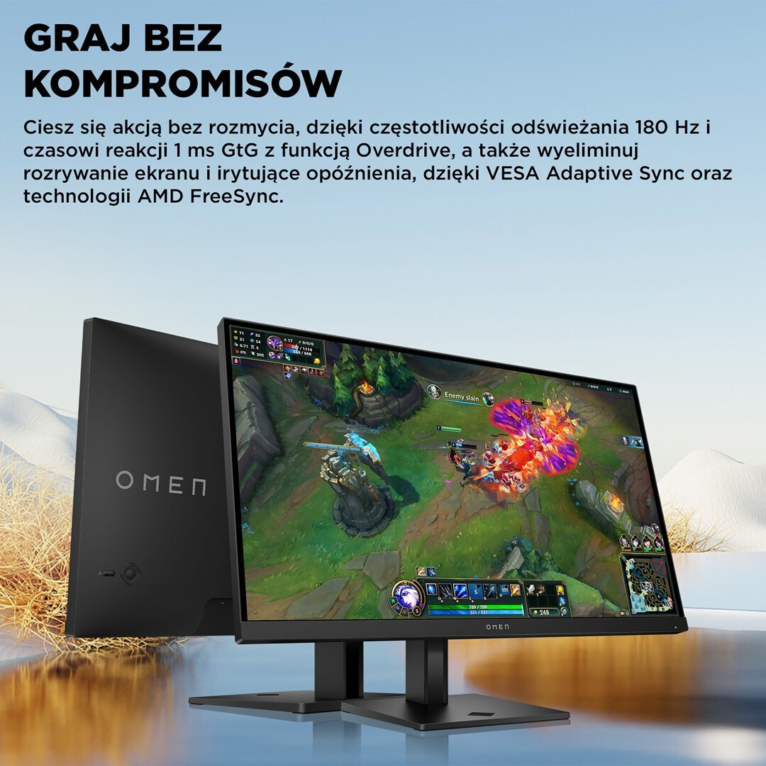 HP OMEN 27q G2 IPS HDR Gaming Monitor 27" QHD 2560x1440 180Hz with Response Time 1ms GTG view 3