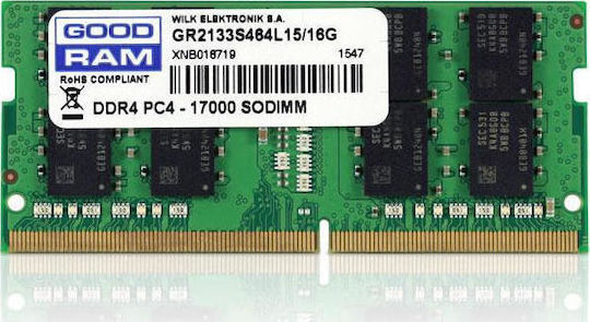 GoodRAM DDR4 with Module 1x16GB and Speed 2666 for Laptop GR2666S464L19/16G