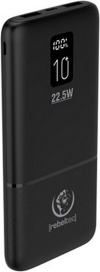 Rebeltec P10 Power Bank 10000mAh 22.5W with 2 USB-A Ports and USB-C Port Black