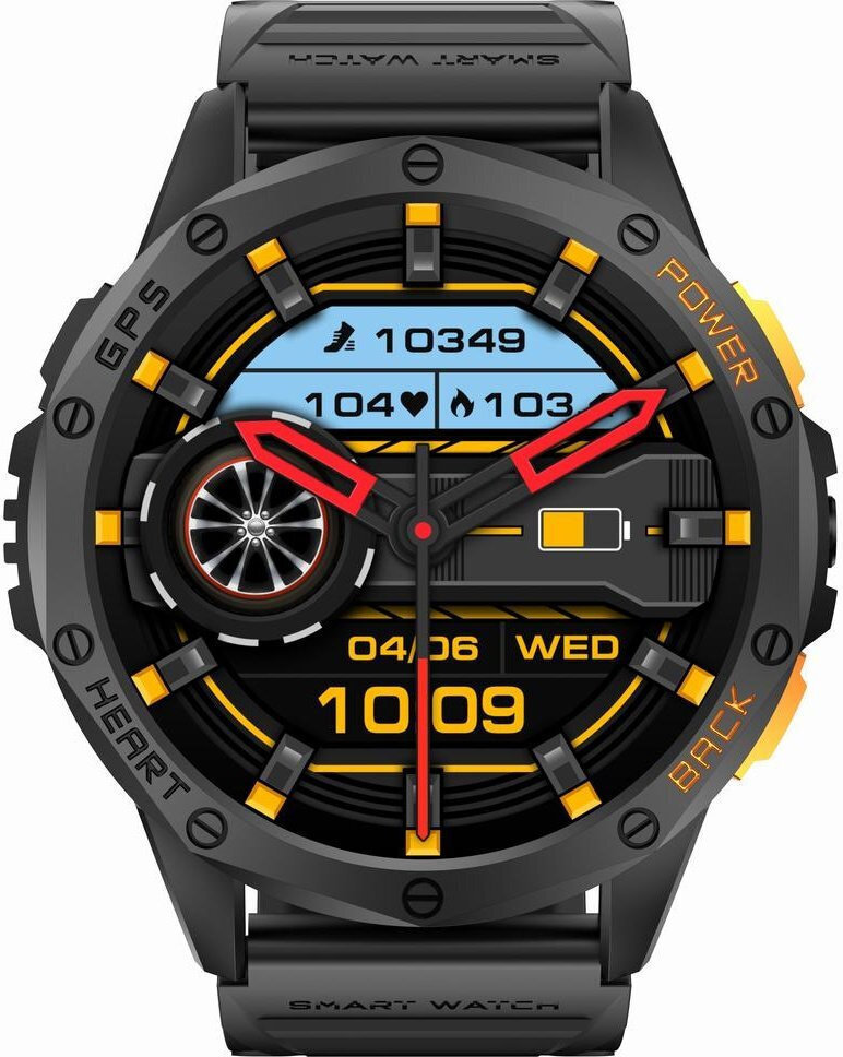 Gravity GT24 48mm Smartwatch with Heart Rate Monitor Black vista 3