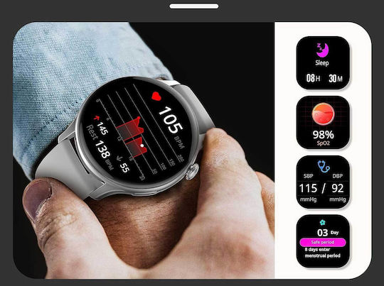JANOLTY RLQA Smartwatch with Heart Rate Monitor (Silver) vista 5