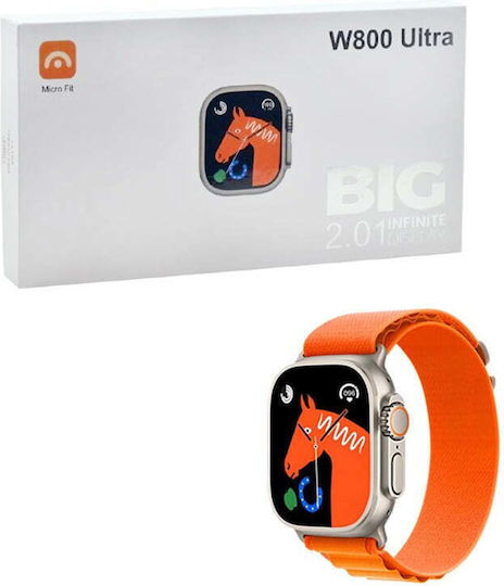 Andowl W800 Ultra 49mm Smartwatch with Heart Rate Monitor (Orange)