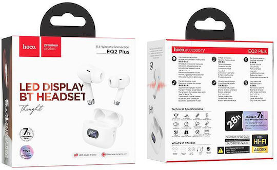 Hoco EQ2 Plus In-ear Bluetooth Handsfree Earphones with Charging Case White view 3