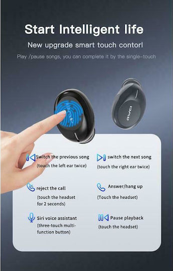 Awei T20 In-ear Bluetooth Handsfree Earphones with Sweat Resistance and Charging Case Black Ansicht 5
