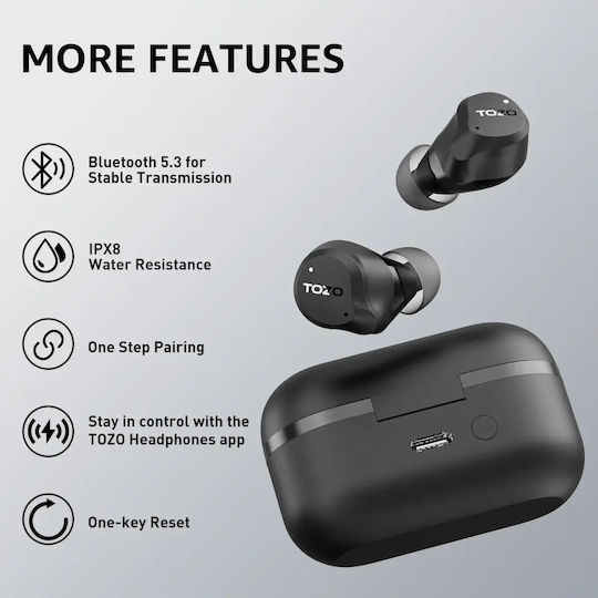 Tozo AeroSound Earbud / In-ear Bluetooth Handsfree Earphones with Sweat Resistance and Charging Case Black view 5