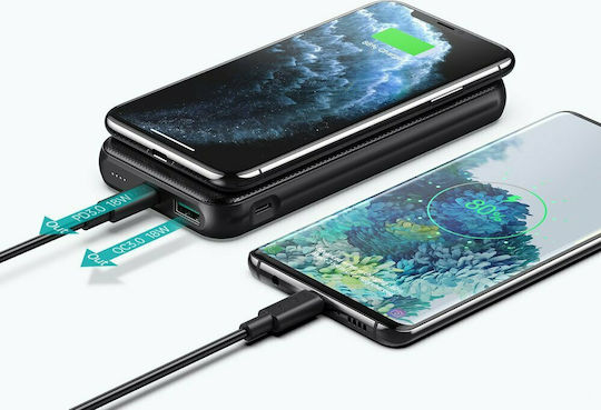Choetech B650 Power Bank 10000mAh 18W with USB-A Port and USB-C Port Power Delivery / Quick Charge 3.0 Black view 2