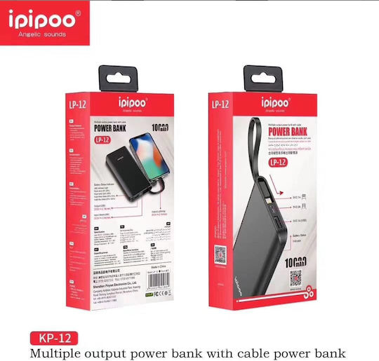 Ipipoo LP-12 Power Bank 10000mAh with USB-A Port Black view 3