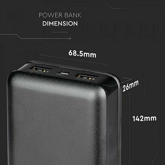 V-TAC VT-3502 Power Bank 20000mAh with 2 USB-A Ports Black view 9