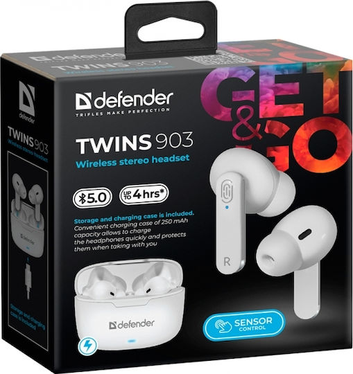 Defender Twins 903 In-ear Bluetooth Handsfree Earphones with Charging Case White view 2