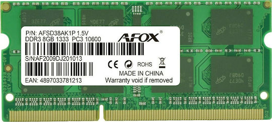 Afox DDR3 with Module 1x8GB and Speed 1333 for Laptop AFSD38AK1P