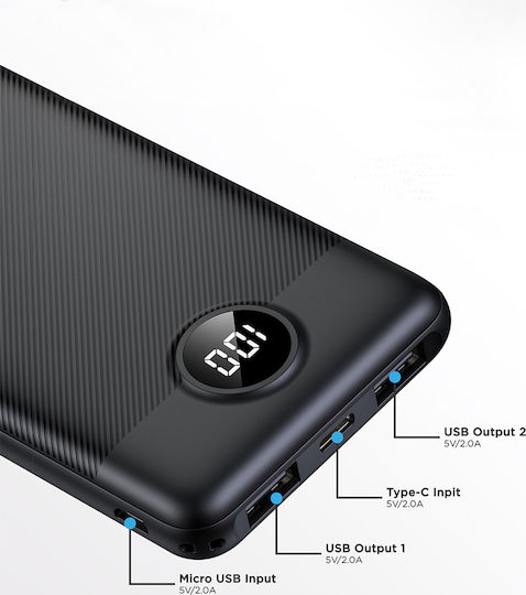 Veger VP1105 Power Bank 10000mAh with 2 USB-A Ports and USB-C Port Black view 2
