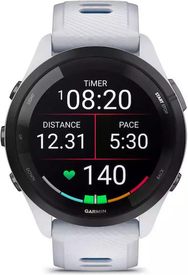 Garmin Forerunner 265 Waterproof Smartwatch with Heart Rate Monitor (Whitestone/Tidal Blue) view 1