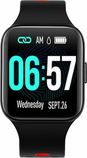 Breeze Uki Aluminium 44mm Smartwatch with Heart Rate Monitor (Black / Red) view 2