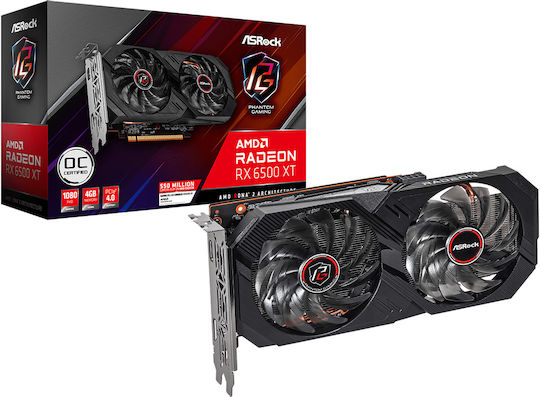 ASRock Radeon RX 6500 XT 4GB GDDR6 Phantom Gaming D OC Graphics Card view 1