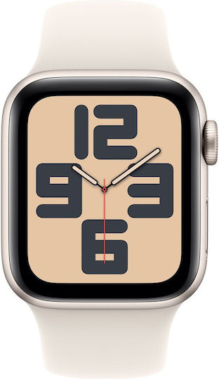 Apple Watch SE 2024 Cellular Aluminium 40mm Waterproof with eSIM and Heart Rate Monitor (Starlight with Starlight Sport Band (M/L)) view 2