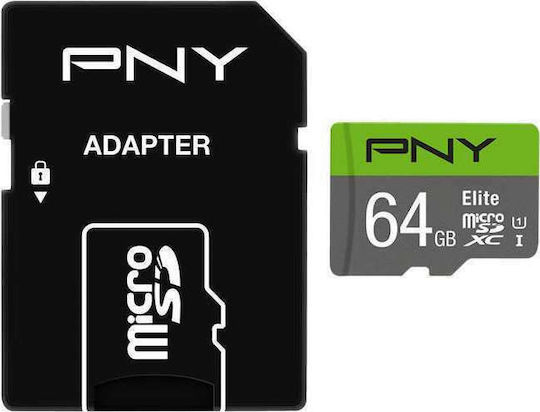 PNY Elite microSDXC 64GB U1 UHS-I 100MB/s with Adapter