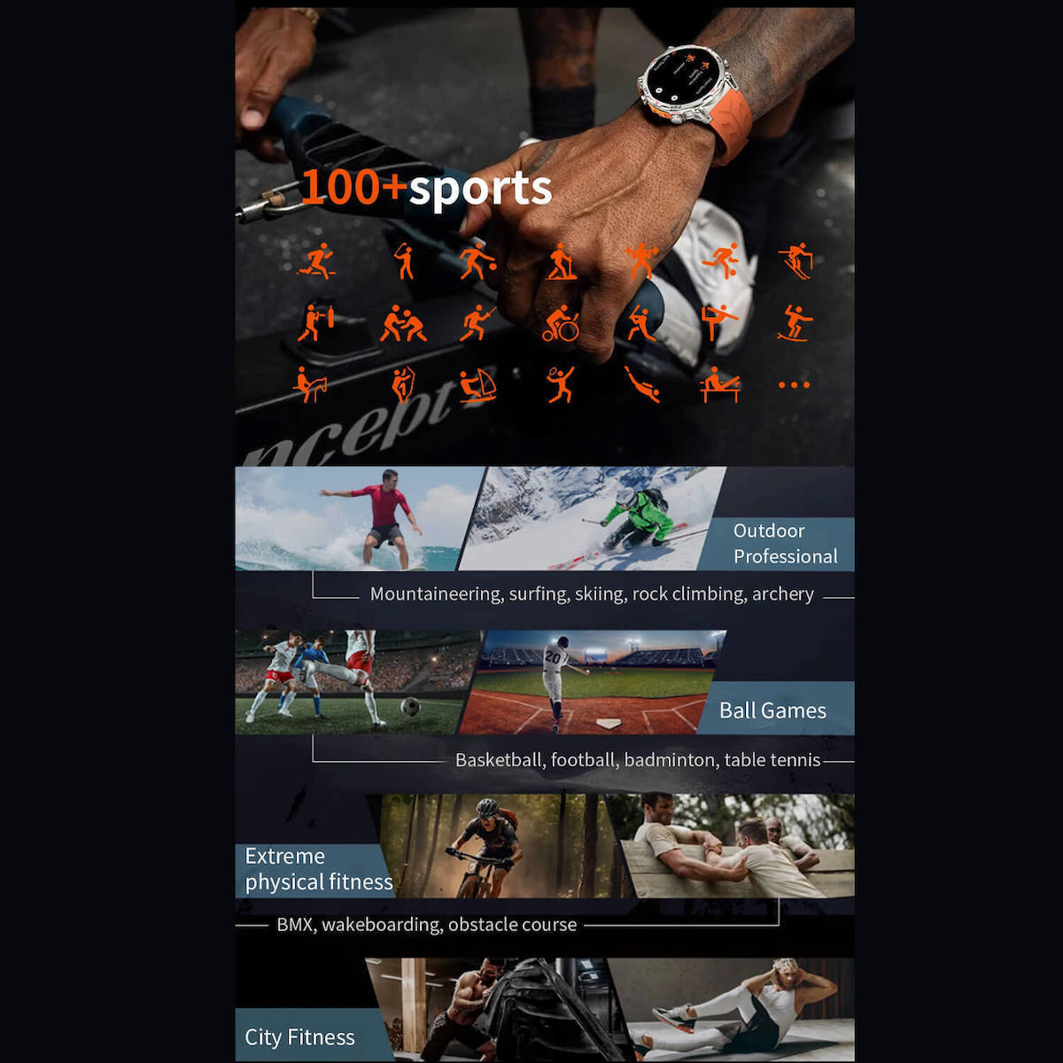 Microwear KC93 Smartwatch with Heart Rate Monitor (Orange) view 2