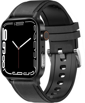 Gt22 1.85 Inch Tft Screen Leather Band Health Smart Watch Support Bluetooth Call Plateau Blood Oxygen Body Temperature Arrhythmia Ti Heart Rate Monitoring Black view 1