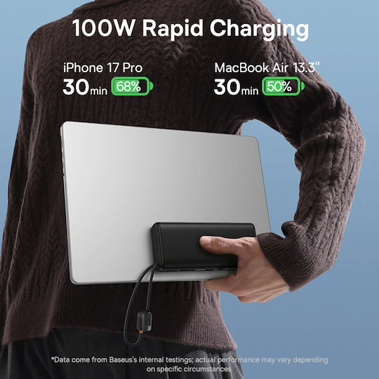 Baseus EnerFill FC41 Power Bank 20000mAh 100W with USB-A Port and USB-C Port Black view 6
