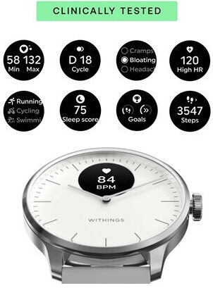 Withings ScanWatch Light Stainless Steel 37mm Waterproof with Heart Rate Monitor (Silver) view 4