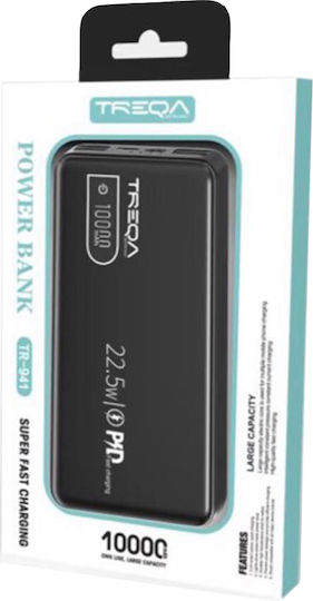 Treqa TR-941 Power Bank 10000mAh 22.5W with 2 USB-A Ports Power Delivery Black