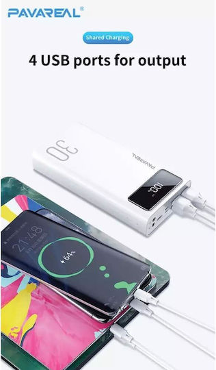 Pavareal PB-92 Power Bank 30000mAh with 4 USB-A Ports and USB-C Port White view 9