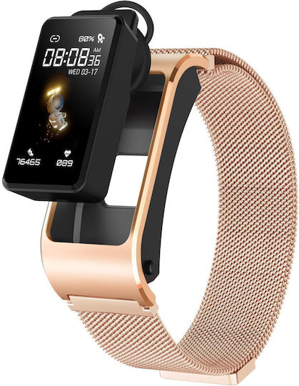 H21 1.14-inch Steel Band Earphone Detachable Smart Watch Support Temperature Measurement Bluetooth Call Voice Control Gold