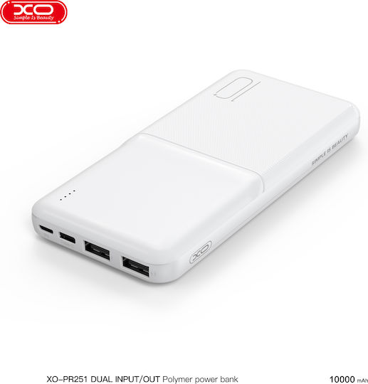 XO PR251 Lighted Power Bank 10000mAh with 2 USB-A Ports White vue 4