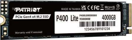 Patriot P400 Lite SSD 4TB M.2 Type With PCI Express 4.0 Connection P400LP4KGM28H