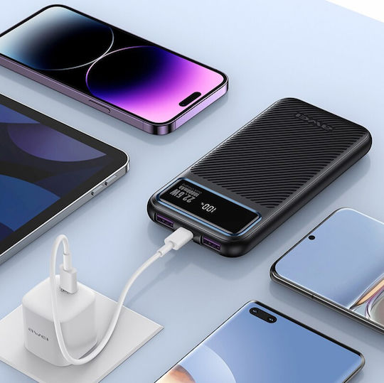 Awei P148K Power Bank 10000mAh 22.5W with USB-A Port and USB-C Port Power Delivery Black view 2