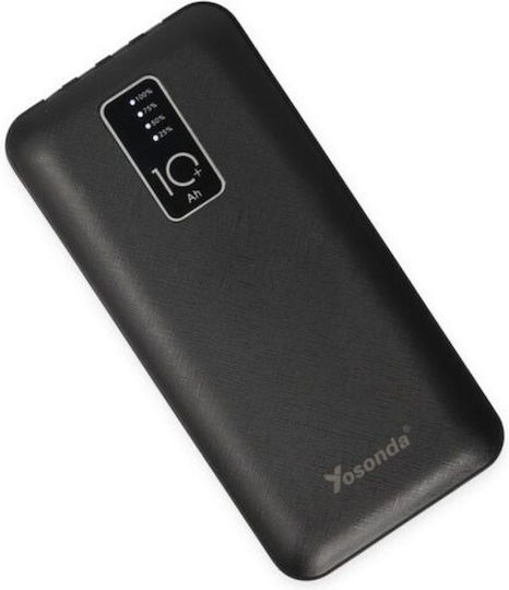 Yosonda A63 Power Bank 10000mAh 10.5W with USB-A Port and USB-C Port Black