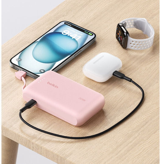 Belkin BoostCharge Power Bank 10000mAh 20W with USB-C Port Pink vue 5