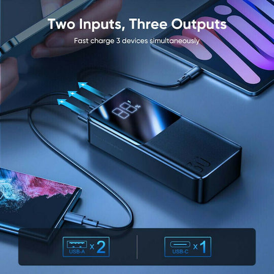 Joyroom JR-QP193 Power Bank 30000mAh 22.5W with 2 USB-A Ports and USB-C Port Black vue 5