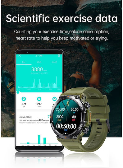 Aoke K56 PRO 45mm Smartwatch with Heart Rate Monitor (Black Case / Black Silicone Strap) view 8