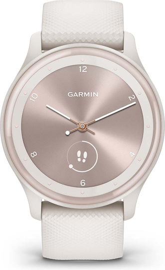 Garmin Vivomove Sport 40mm Waterproof Smartwatch with Heart Rate Monitor (Ivory Case and Silicone Band with Peach Gold Accents) view 1