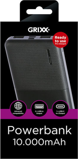 Grixx GREXTBP10B02 Power Bank 10000mAh with 2 USB-A Ports Black vue 3