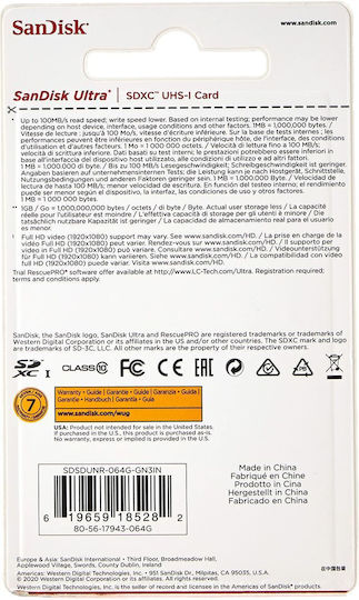 Sandisk Ultra Lite SDXC 64GB Class 10 UHS-I view 3